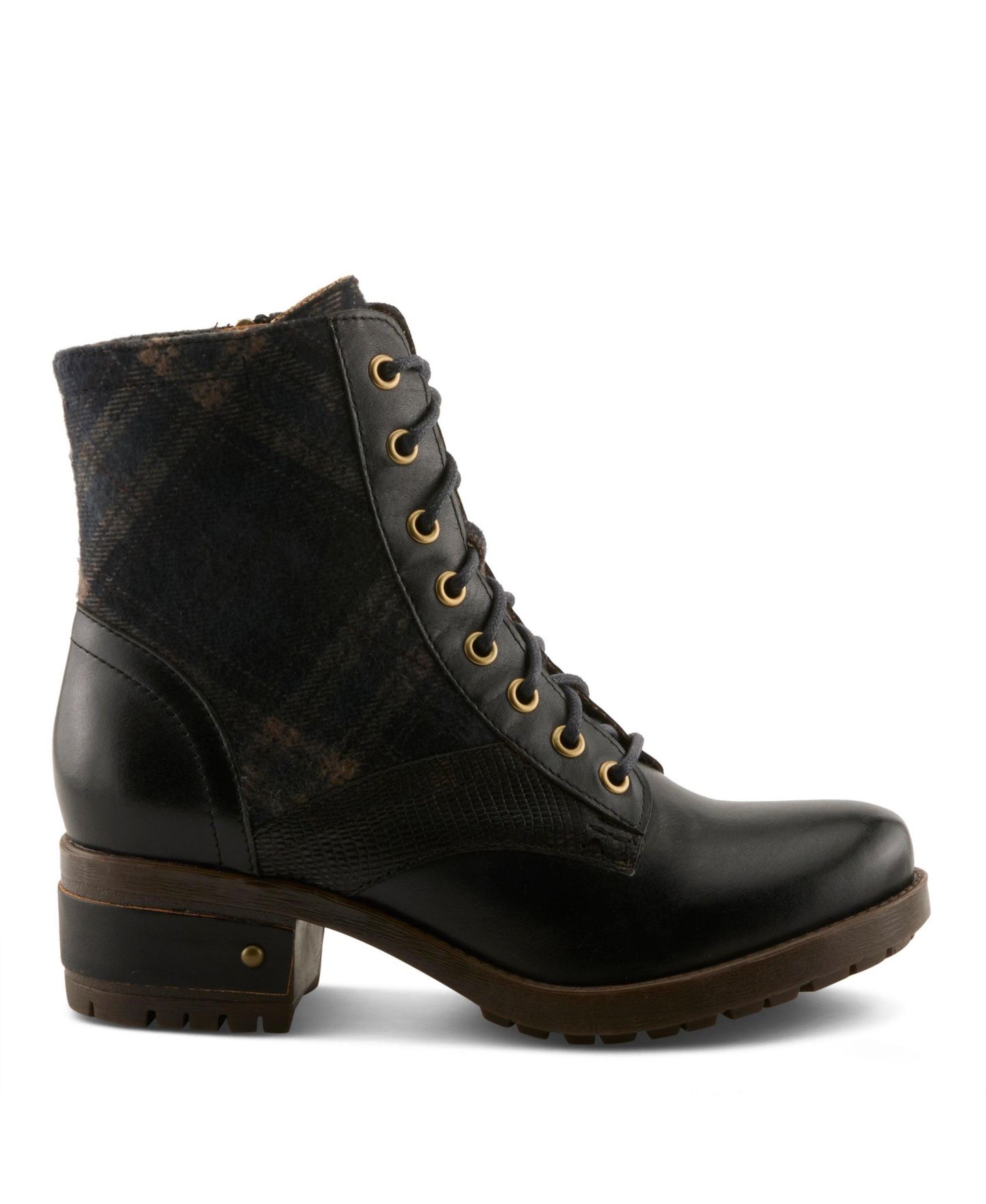 Женские ботинки L'Artiste Marty-plaid Lace-up Boots with Heritage Styling, цвет: Чёрный разноцветный — фото 6