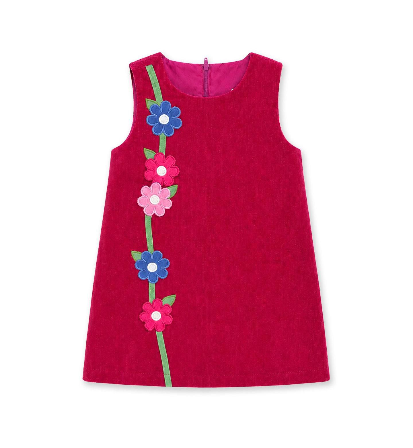 Платье Florence Eiseman Floral-Print Back Zipper Corduroy Dress для девочек, цвет: Малиновый — фото 1