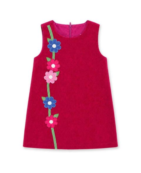 Платье Florence Eiseman Floral-Print Back Zipper Corduroy Dress для девочек, цвет: Малиновый