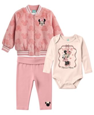 Baby Girls' Minnie Mouse Faux-Fur Long-Sleeve 3-Piece Set