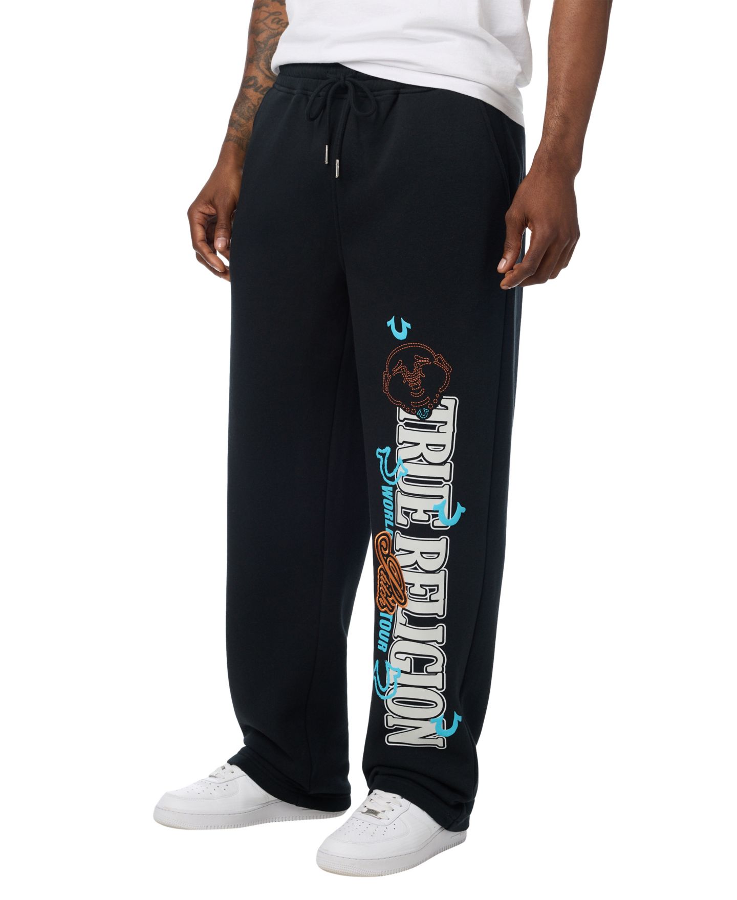 Мужские брюки True Religion Southwest Straight-Leg Puff-Print Graphic Sweatpant, цвет: Угольно-чёрный — фото 2