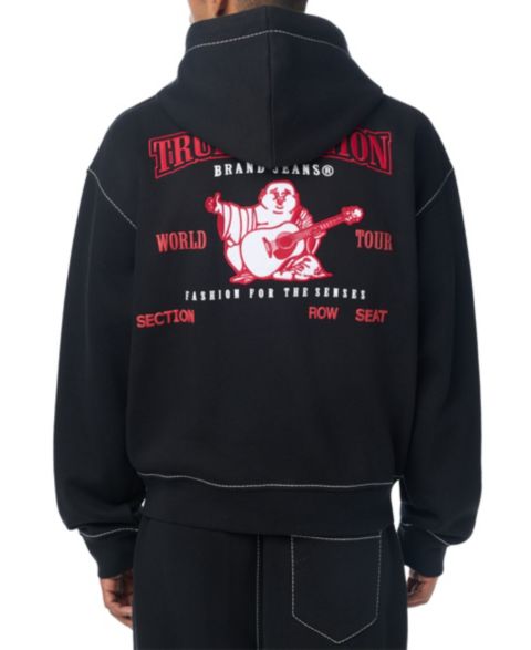 Мужское худи True Religion Big T Boxy Graphic, цвет: Чёрный