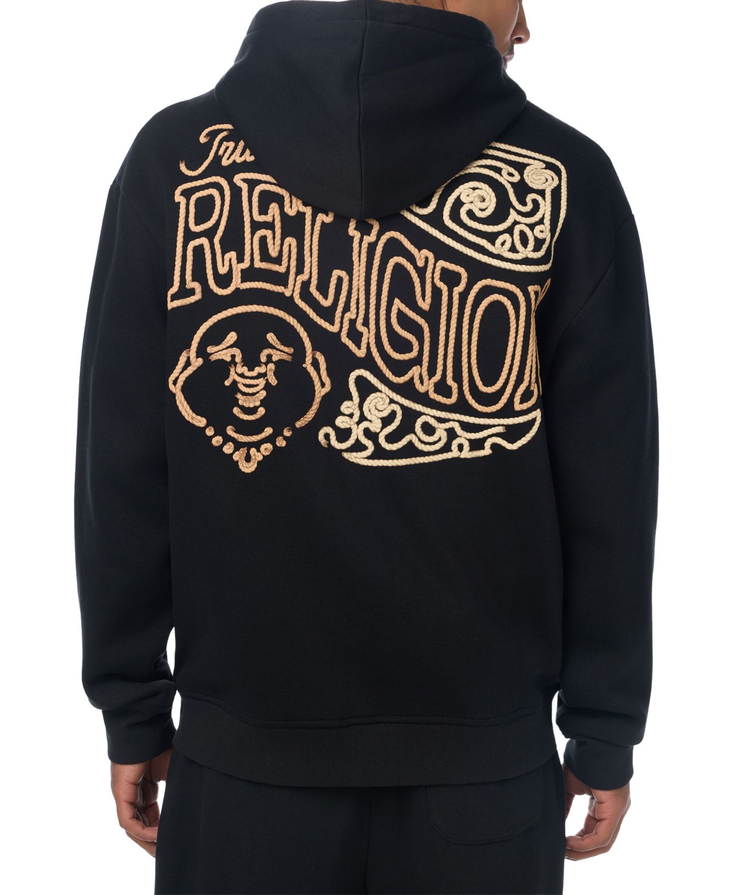 Мужское худи True Religion Rope Logo Graphic Zip, цвет: Угольно-чёрный — фото 1
