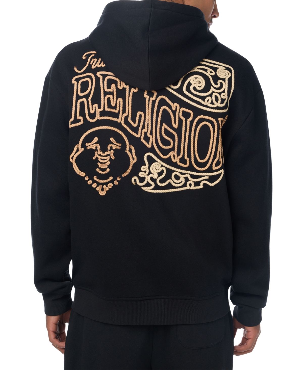 True Religion Men's Rope Logo Zip Up Hoodie in Black - Size XL