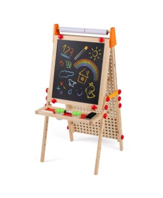 4-in-1 Wooden Adjustable Kids Art Easel with Paper Roll and Storage Tray
