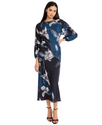 Women's Vielle Long-Sleeve Floral-Print Midi Dress