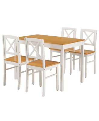 5-Piece Rubberwood Dining Set for Small Spaces, Easy to Clean