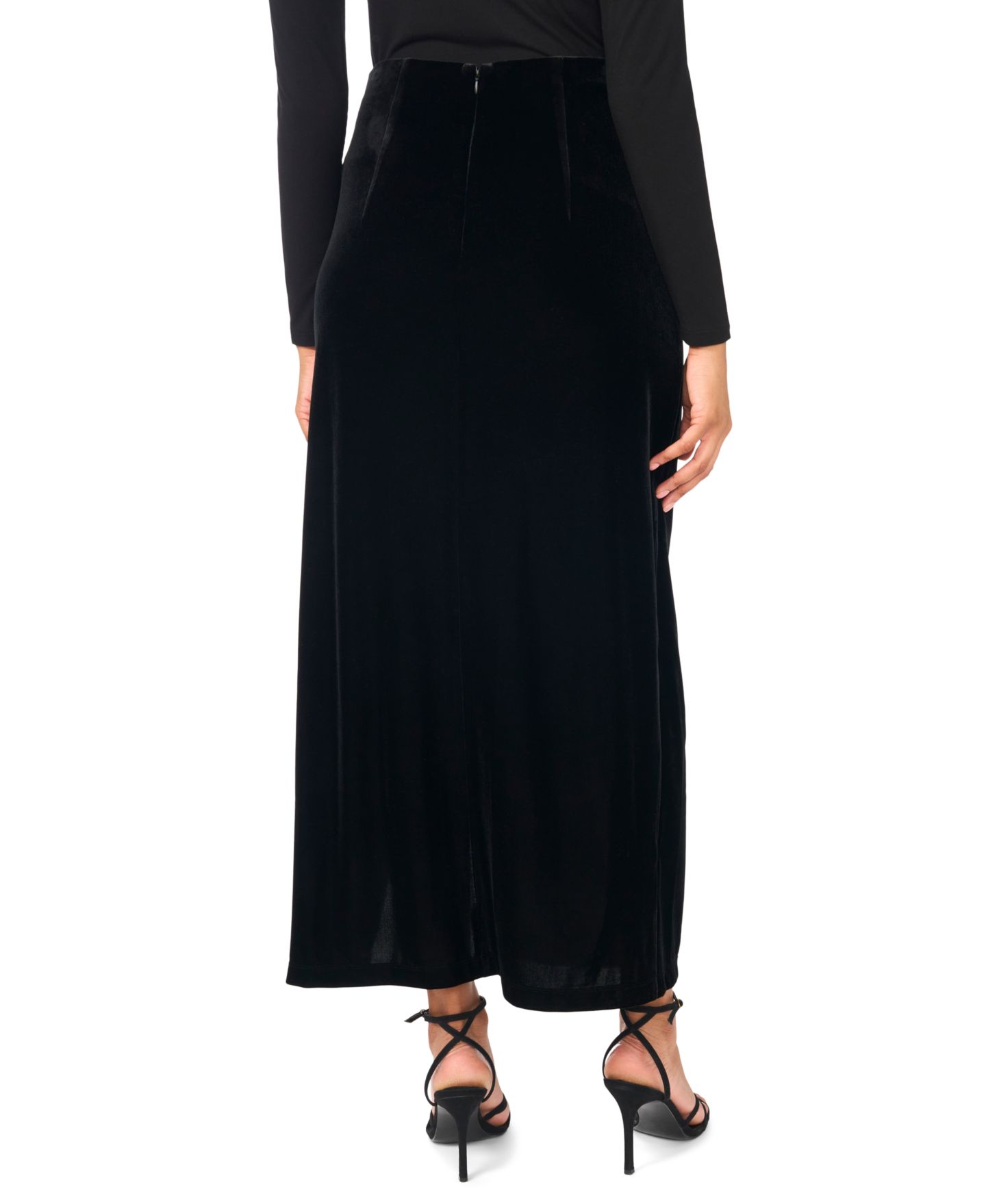 Женская юбка MSK Petite Velvet High-Waisted Maxi, цвет: Насыщенный чёрный — фото 3