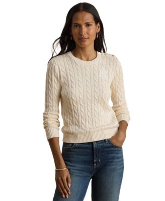 Women's Button-Trim Cable-Knit Sweater