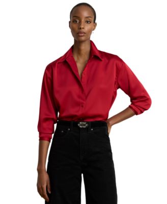 Women's Relaxed-Fit Satin Charmeuse Shirt
