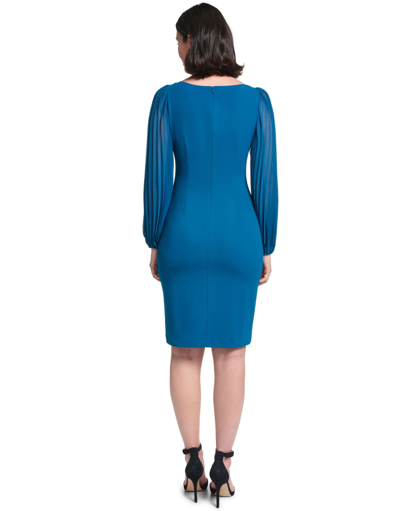 Женское платье Jessica Howard Pleated Sleeve Sheath Boat Neck, цвет: Бирюзовый — фото 5