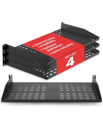 1U Punch-Out Server Rack Shelf, 4-Pack, Compatible with Standard 19-Inch Server Racks