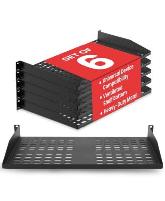 1U Universal Device Server Rack Shelf, Compatible with Standard 19" Server Racks, 6-Pack