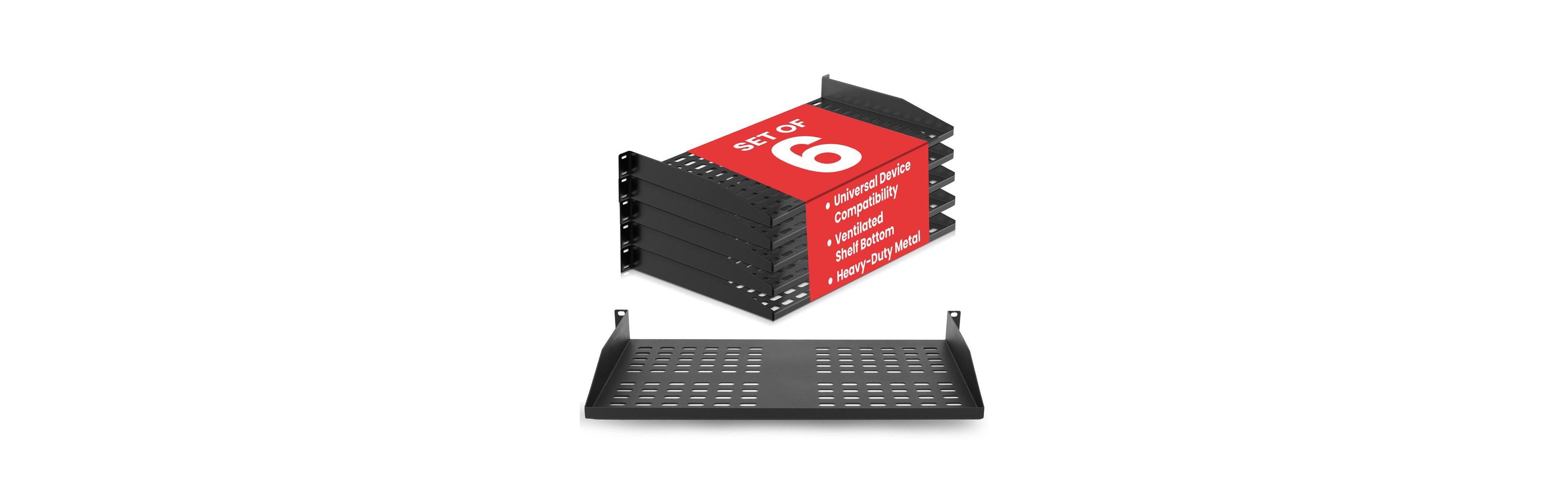 Pyle 1U Universal Device Server Rack Shelf, Compatible with Standard 19" Server Racks, 6-Pack