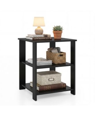 3-Tier End Table Square Side Table with Open Storage Shelves for Living Room