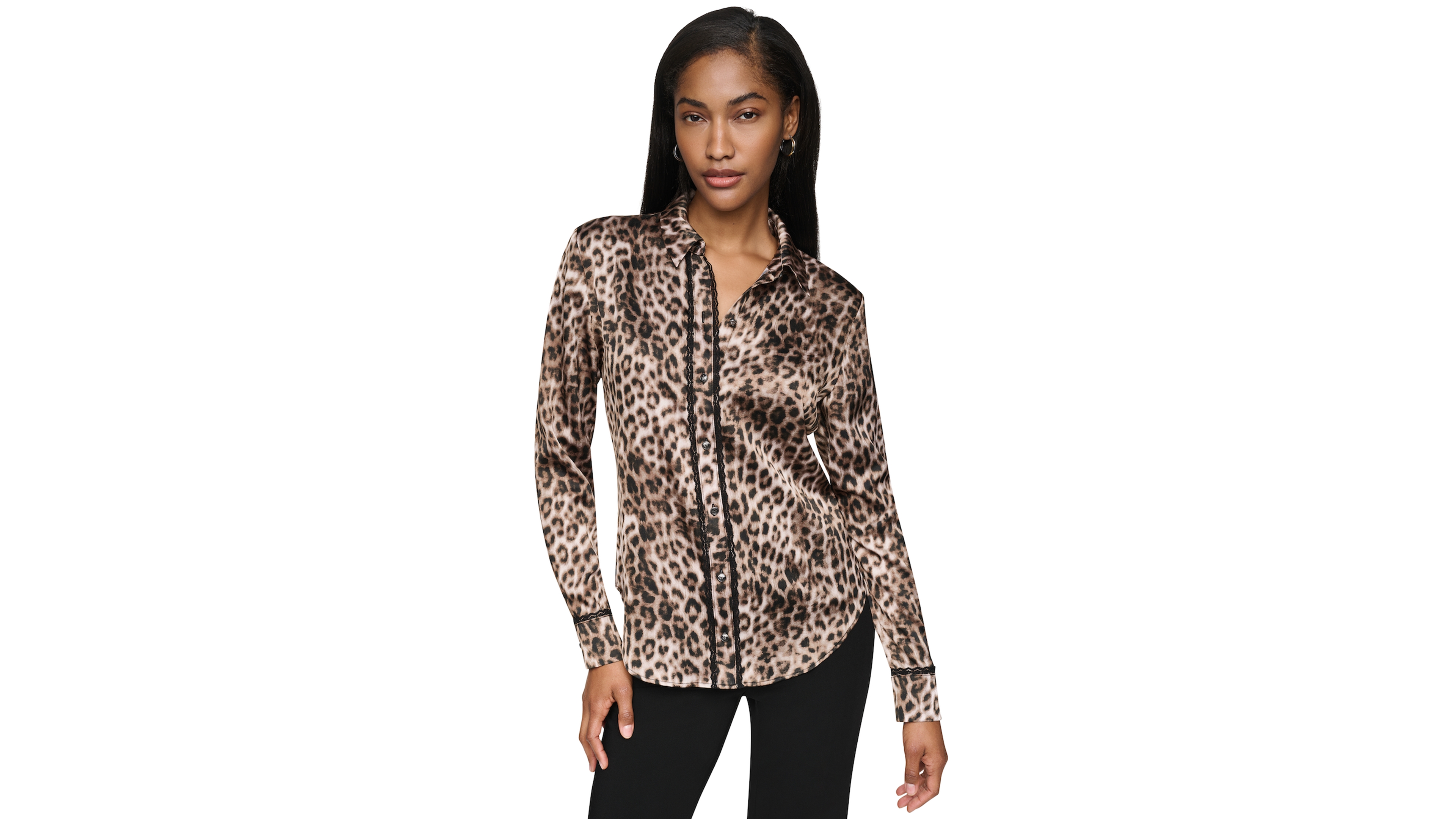Dkny Women's Leopard-Print Long-Sleeve Blouse