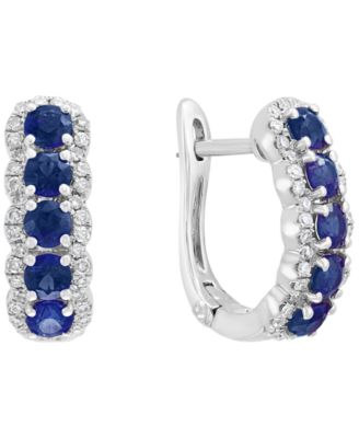 Sapphire (1-1/4 ct. t.w.) & Diamond (1/4 ct. t.w.) Earrings in 14k White Gold