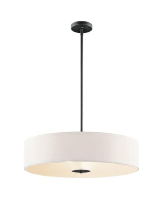 24" Wide 3-Light White Drum Modern Pendant