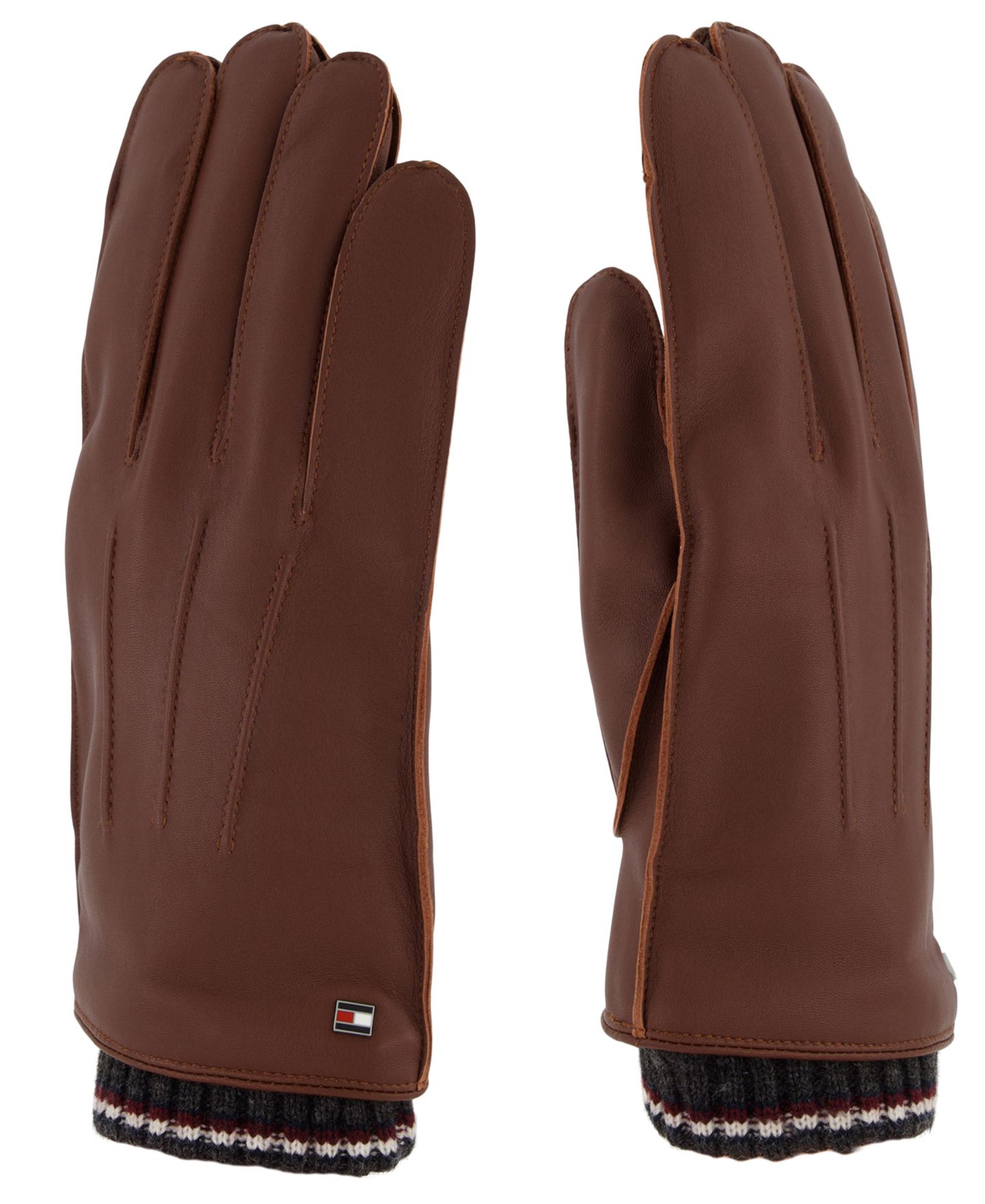 Мужские перчатки Tommy Hilfiger Global Stripe Touchscreen Leather, цвет: Коричневый — фото 3