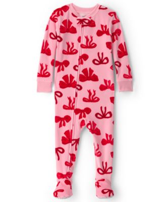 Baby Girls' Bears & Bows 2-Way Zipper Snug Fit DreamPlush Footed Pajamas