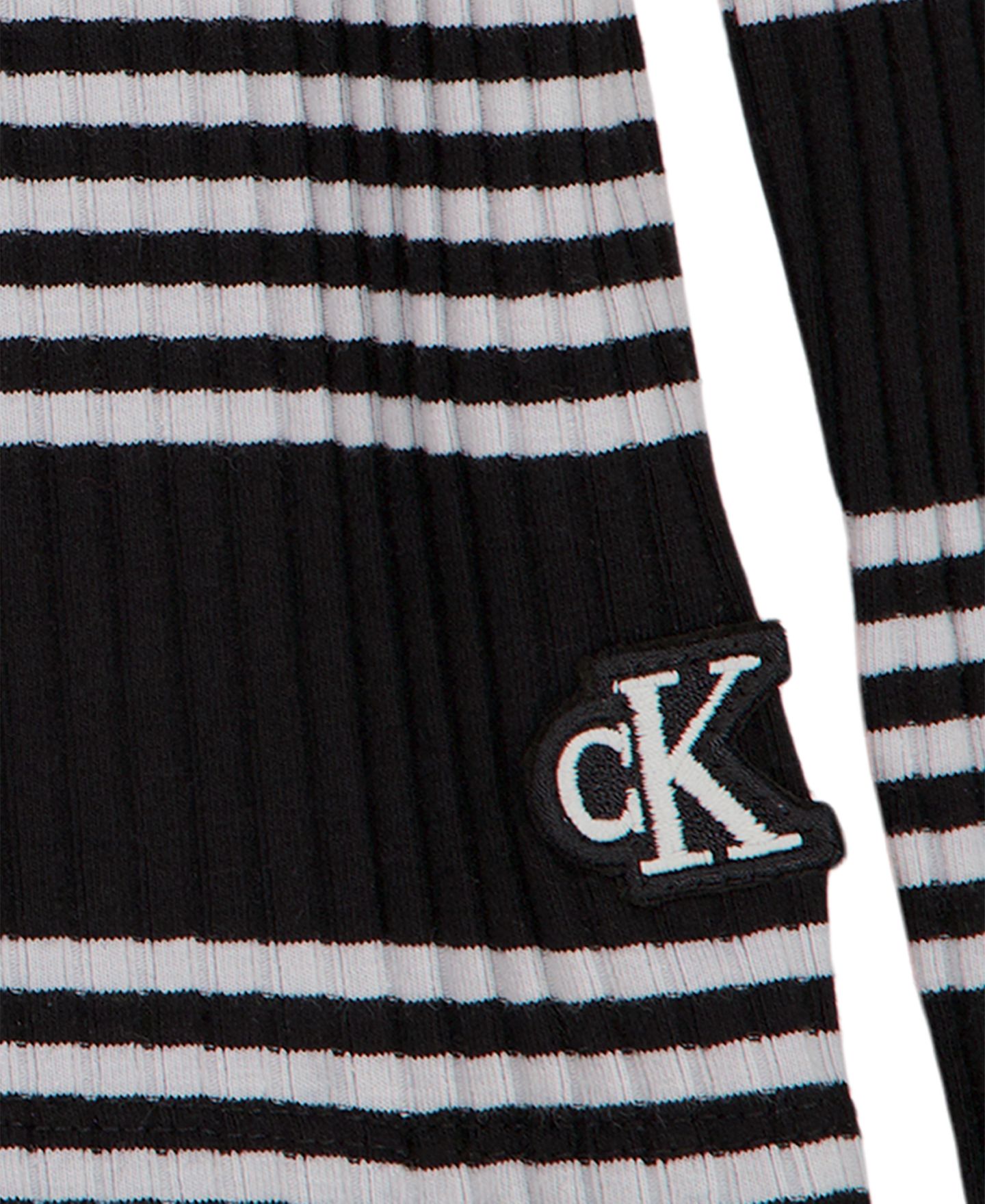 Футболка Calvin Klein Long-Sleeve Striped Ribbed для девочек, цвет: Чёрный — фото 4