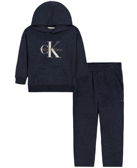 Детский комплект Calvin Klein: флисовое худи с капюшоном и джоггеры, 2T-7, цвет: Синий
