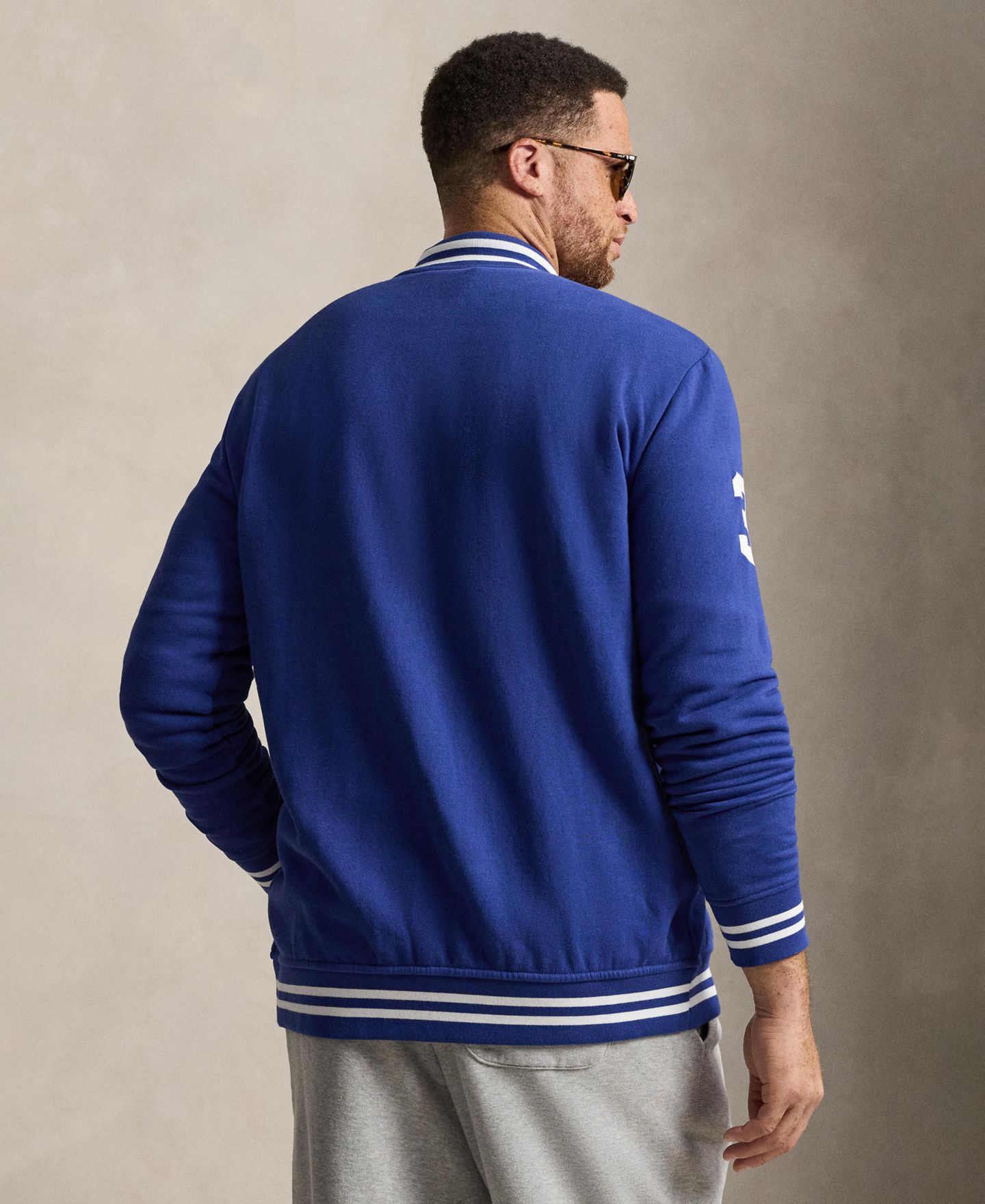 Мужская куртка Polo Ralph Lauren Big & Tall Big Pony Fleece Baseball, цвет: Синий / Белый — фото 4