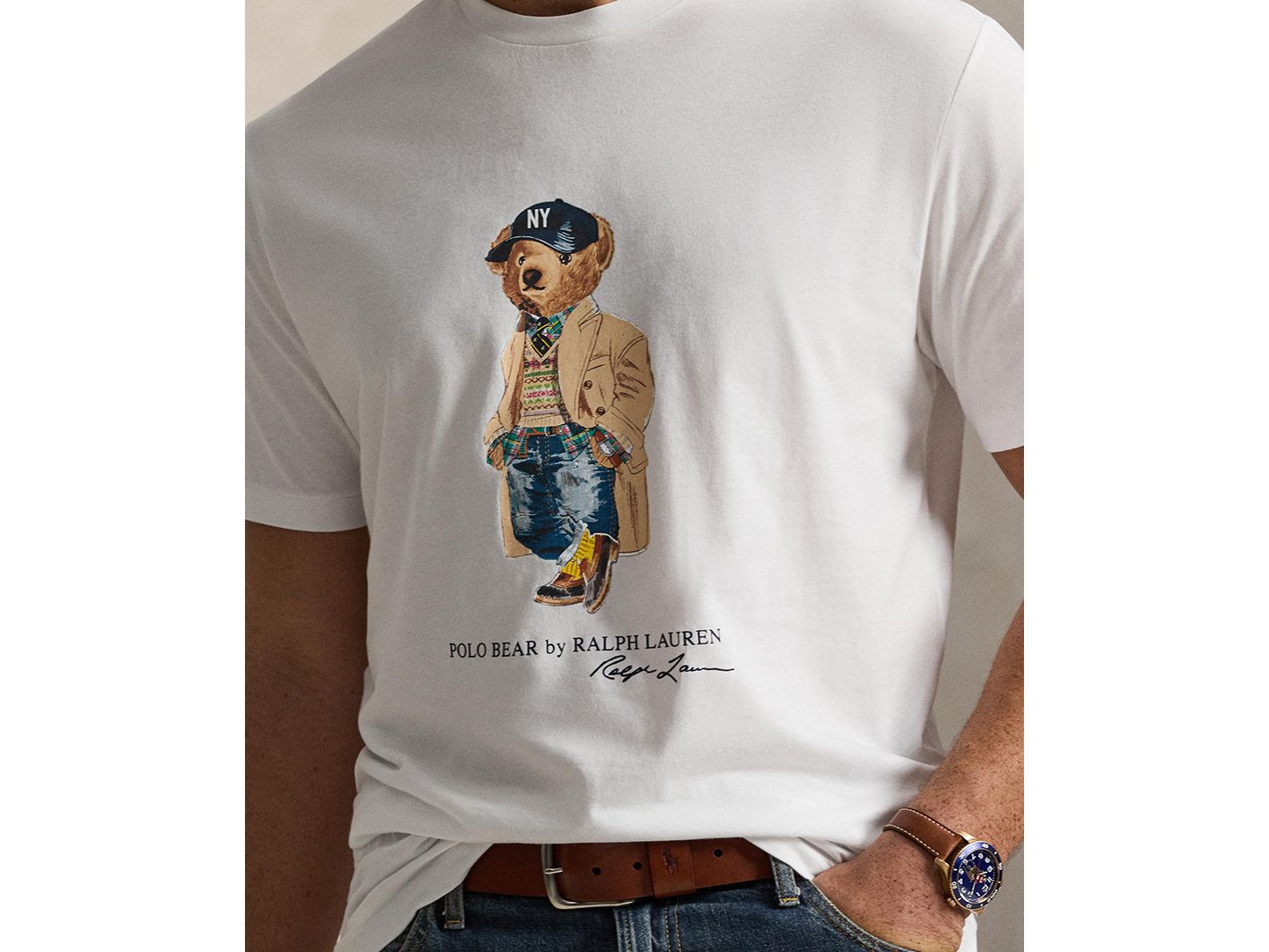 Мужская футболка Polo Ralph Lauren Big & Tall Polo Bear Graphic Regular-Fit, цвет: Белый — фото 4