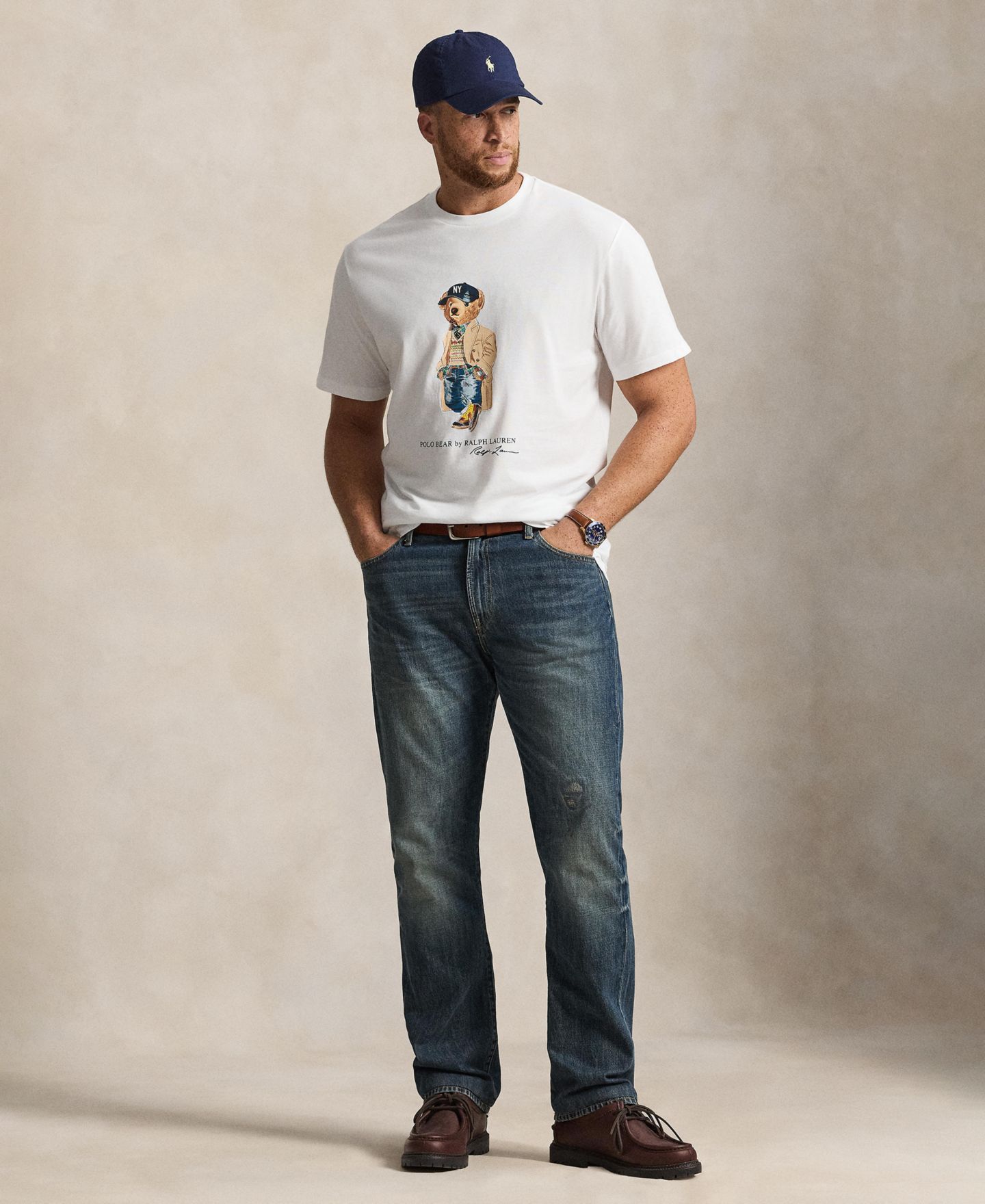 Мужская футболка Polo Ralph Lauren Big & Tall Polo Bear Graphic Regular-Fit, цвет: Белый — фото 2