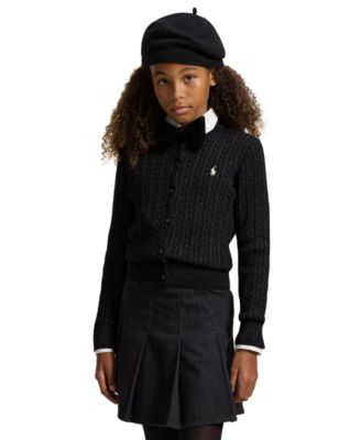 Girls' 7-16 Metallic Cable Cardigan Sweater