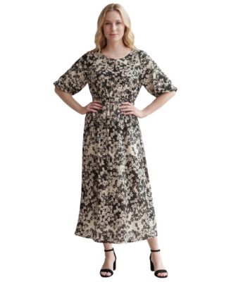Women's Satin Keyhole Empire Midi Dress