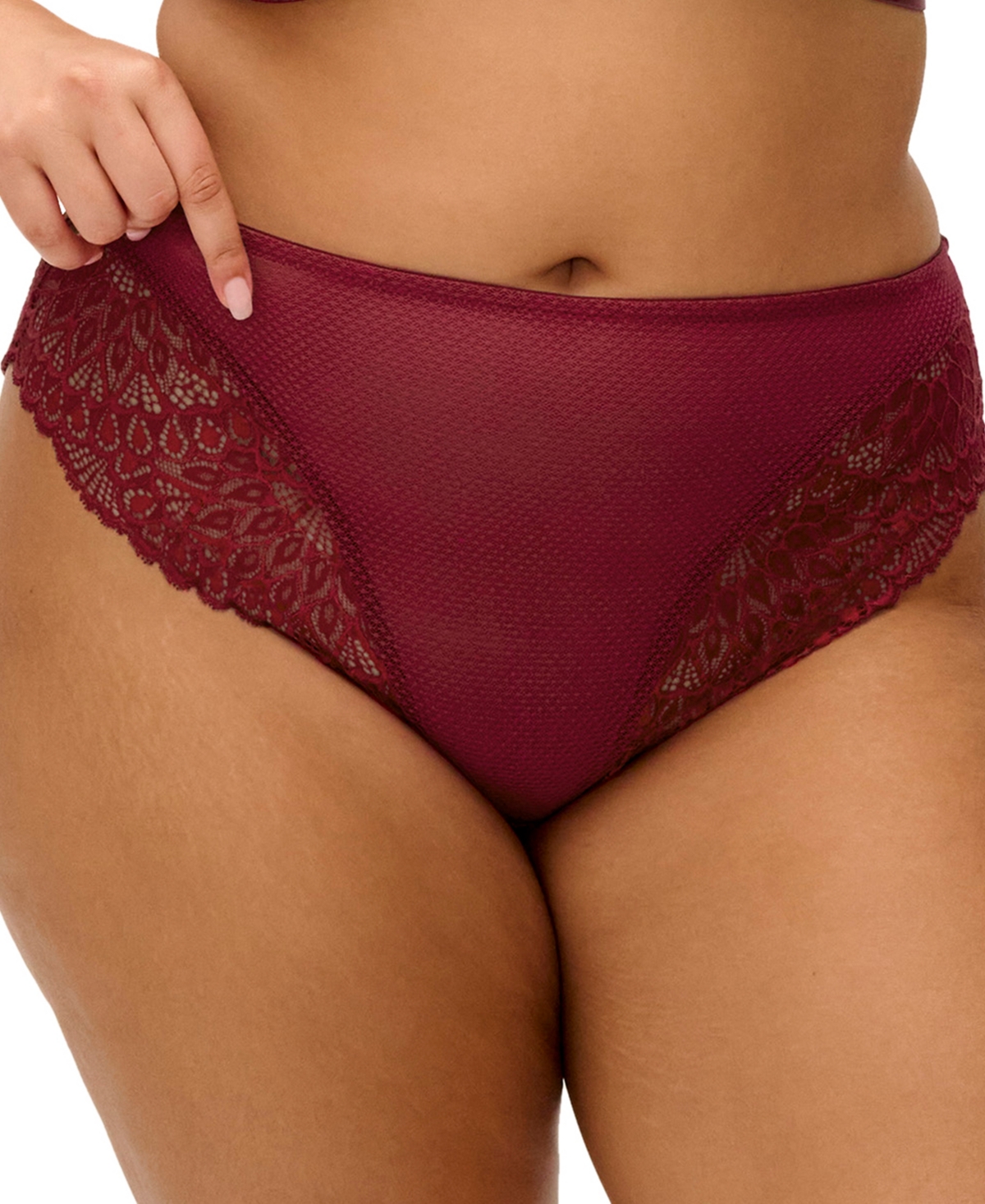 Elomi Plus Size Tiernie Lace Full-Coverage Panty - Tibetan Red
