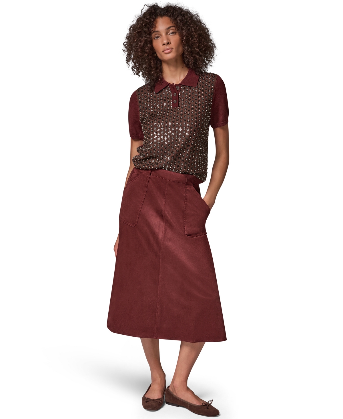 Donna Karan Weekend Women's Microsuede A-Line Midi Skirt