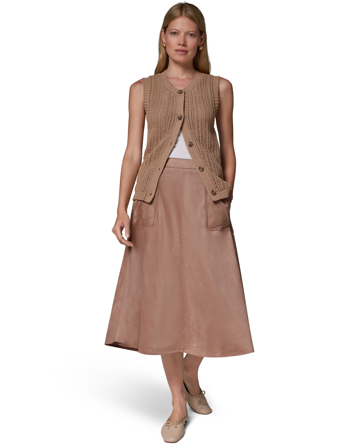 Donna Karan Weekend Women's Microsuede A-Line Midi Skirt