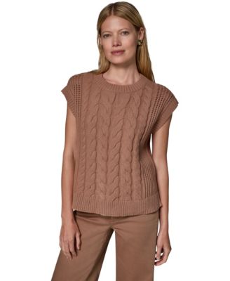Women's Sleeveless Cable-Knit Boxy Sweater Vest