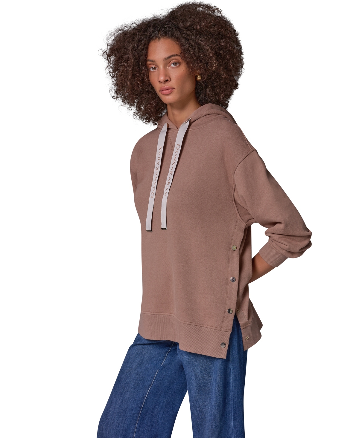 Donna Karan Weekend Women's French-Terry Long-Sleeve Side-Snap Hoodie