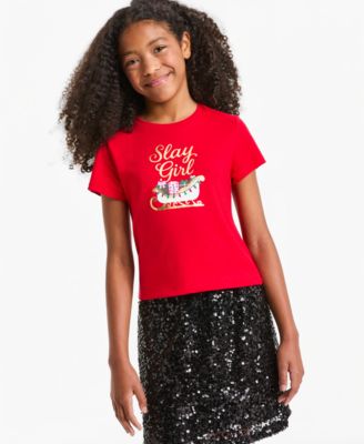 Girls' XS-XL Slay Girl Graphic Fitted Holiday T-Shirt