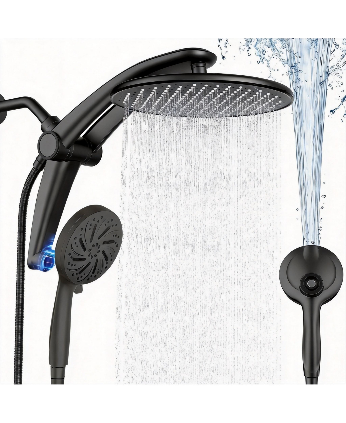 Cyqbd 2-in-1 High Pressure Rain Shower Head Handheld Power Wash Spray