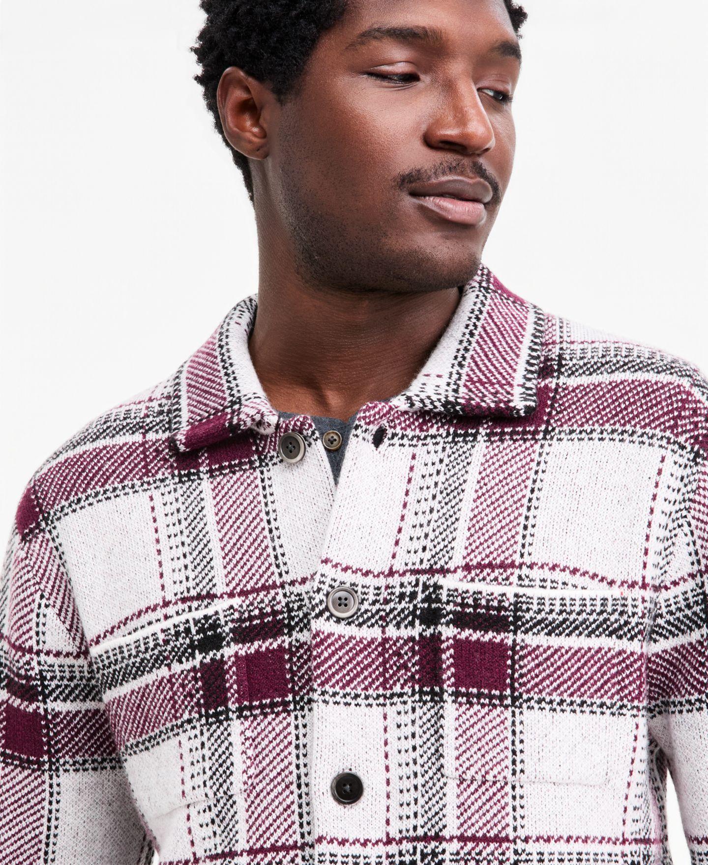 Мужская куртка Sun + Stone Connor Plaid Long-Sleeve Shirt Jacket — фото 4