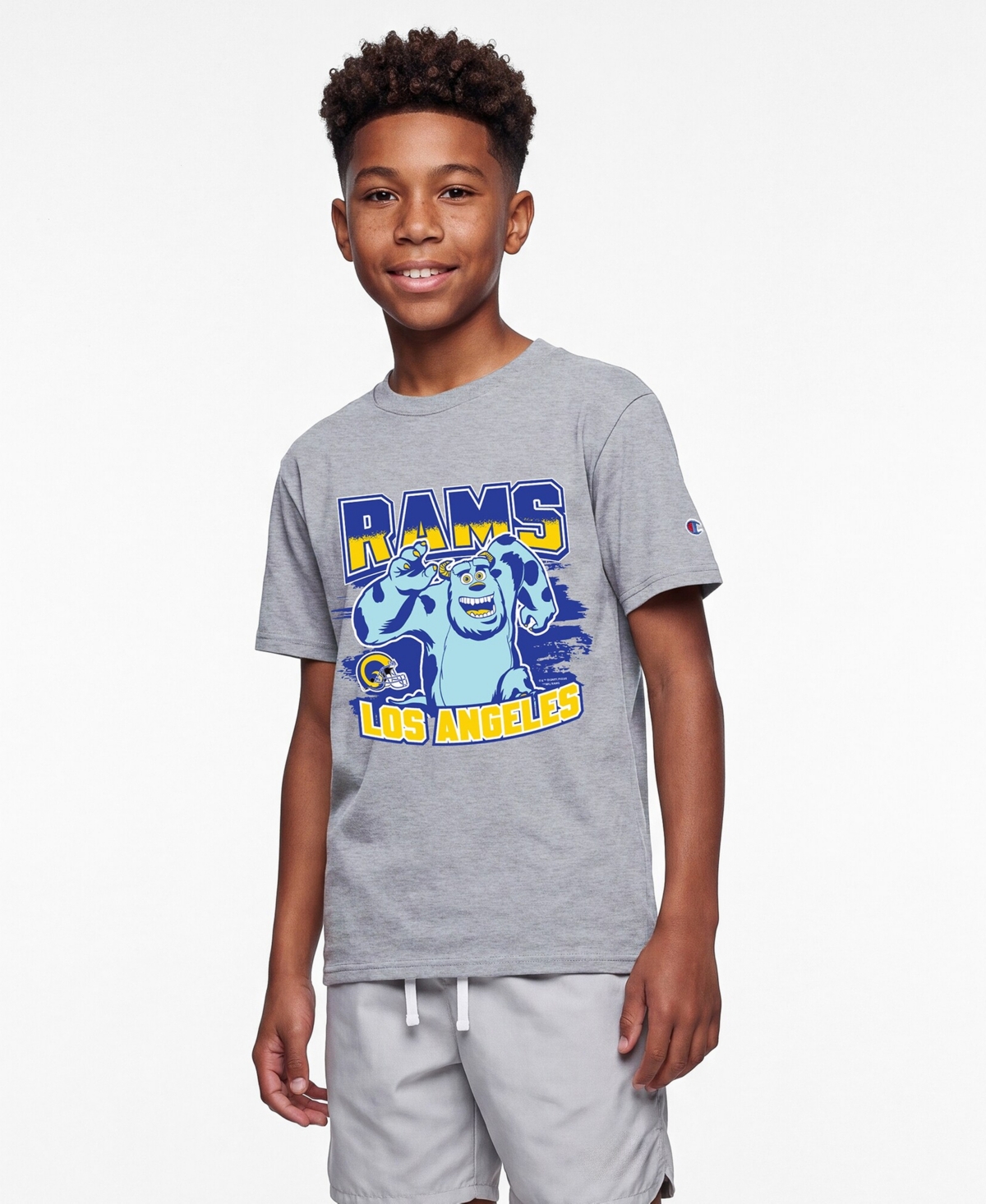 Champion Big Boys and Girls Heather Gray Los Angeles Rams Disney X Champion T-Shirt - Heather Gray