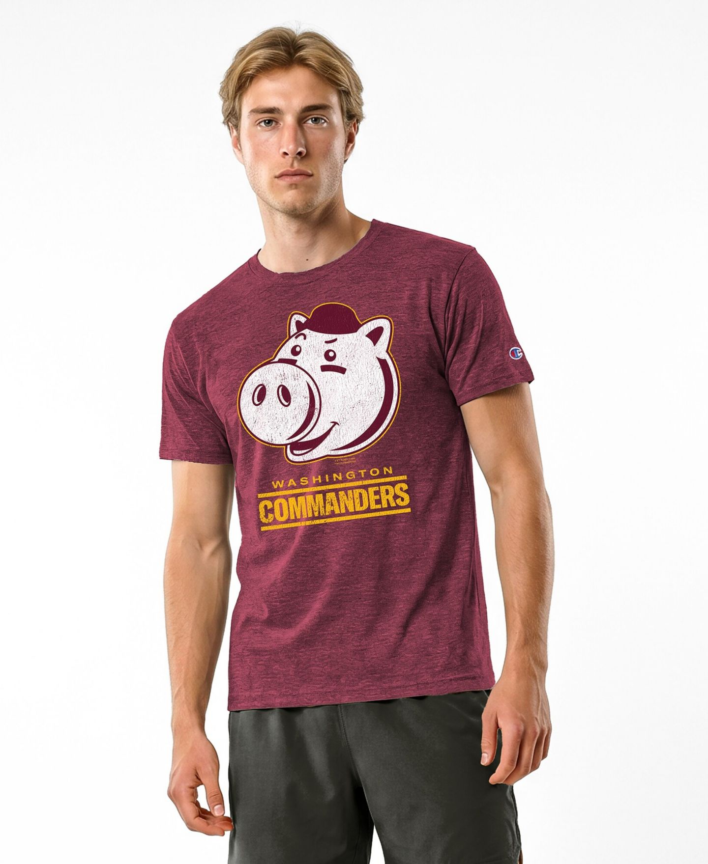 Мужская футболка Champion Burgundy Washington Commanders Disney X Champion Tri-Blend — фото 1