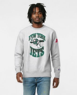 Men's Silver New York Jets Disney X Champion Reverse Weave Fleece Crewneck Sweatshirt