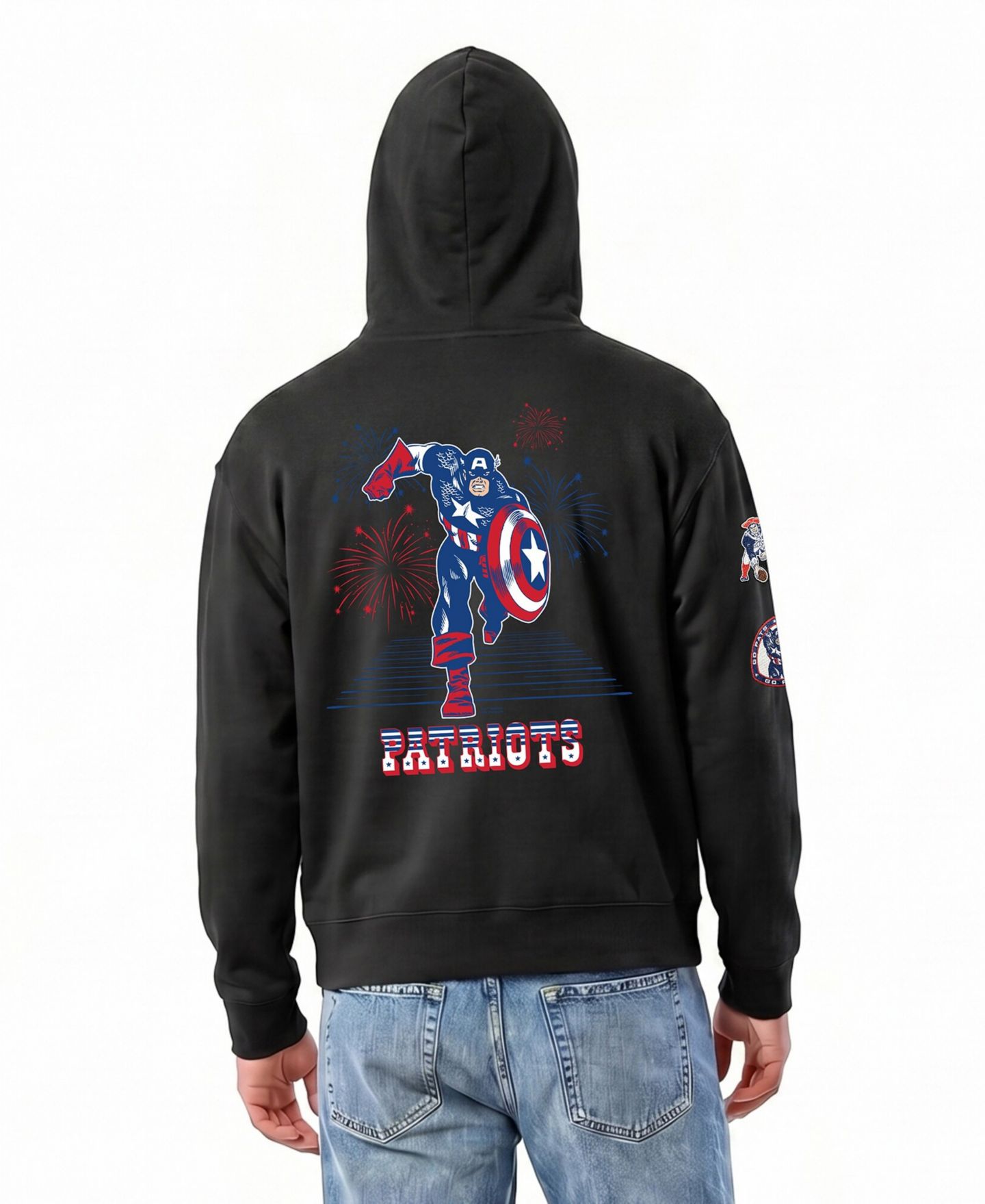 Мужское худи Champion Black New England Patriots Disney X Champion All Star Full-Zip — фото 5