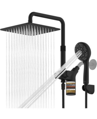 2.5 Gallons Dual Shower Head Filtered Rain Handheld Adjustable 10 Inch