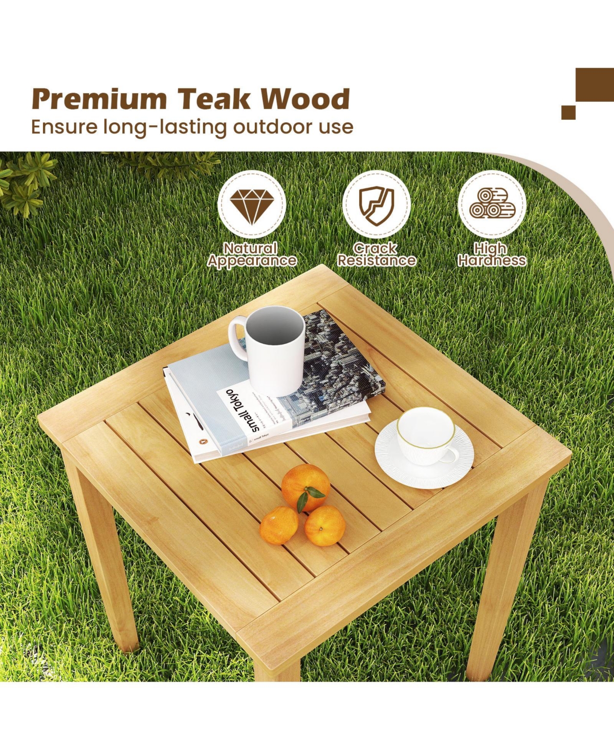 Mecale Set of 2 Teak Nesting Side Tables with Slatted Tops