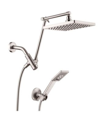 8" Rain Shower Head Double Extension Arm Dual Handheld Set