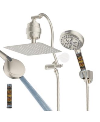 10'' Metal Rainfall Shower Head Handheld Filtered Extension Arm Hose Spray with Filter