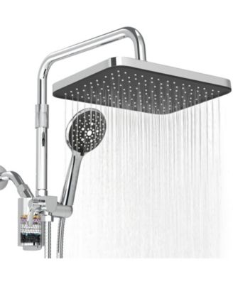 12" Filtered Shower Head Handheld High Rain Extension Arm Dual Filter Hard Water Tool-free Kit