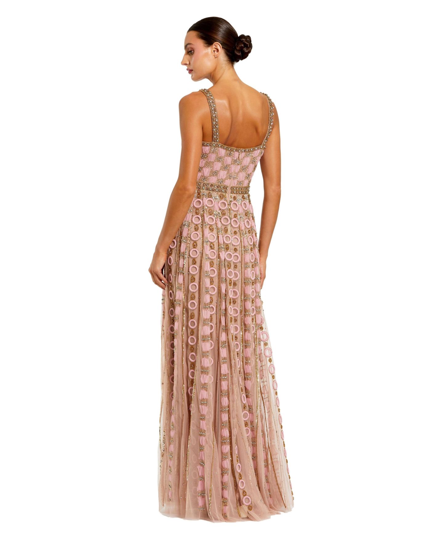 Женское платье Mac Duggal Petite Square Neck Sleeveless Embellished Evening Gown, цвет: Розовый — фото 2