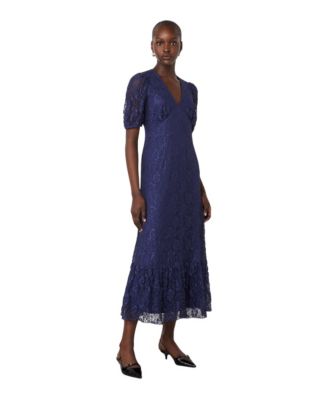 Women's Loretta Empire-Waist Fit-and-Flare V-Neck Lace Midi Dress